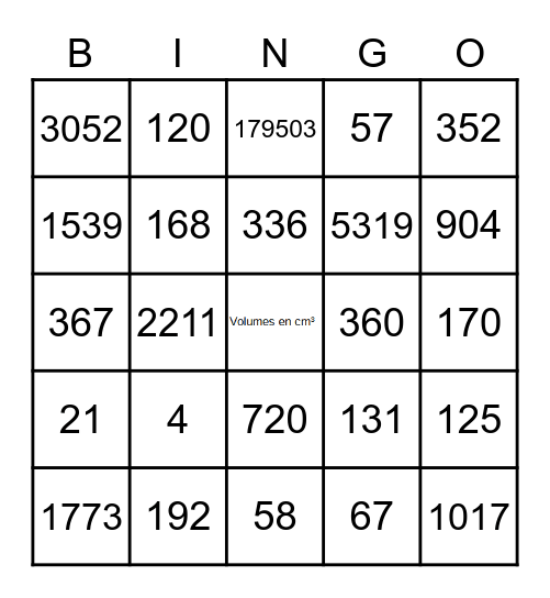 Bingo des volumes Bingo Card