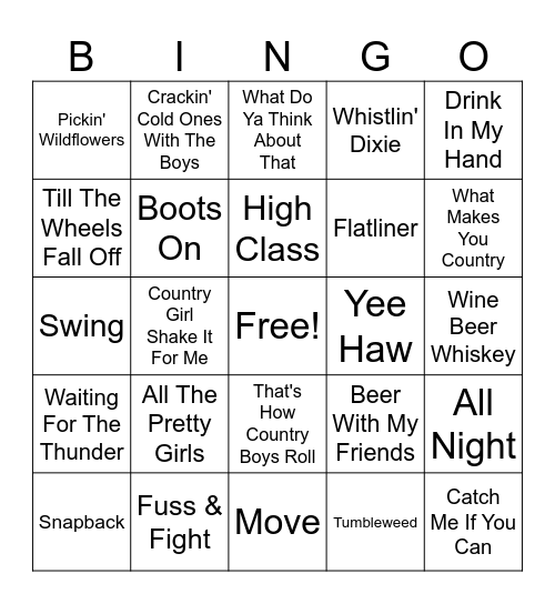 ELKS  #4- Country Rock Bingo Card