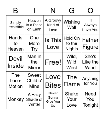 1988 Billboard Bingo Card