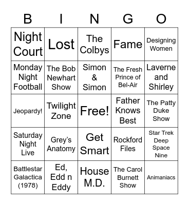 TV Theme Songs - 003 Bingo Card