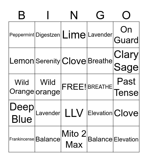 doTerra Bingo Card