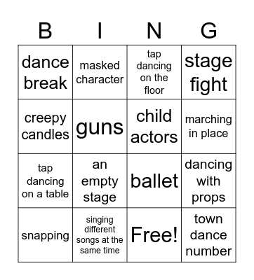 Musical Bingo Card