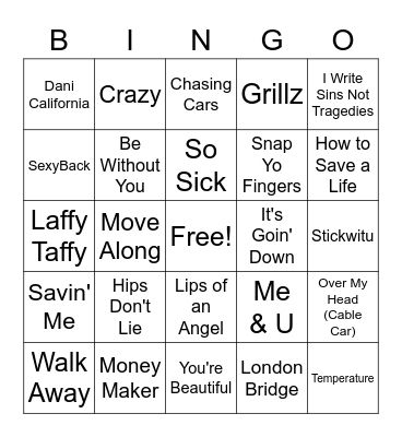 2006 Billboard Bingo Card