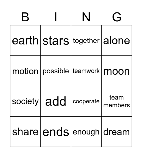 Unit 6 Week 1 Vocab Bingo Card