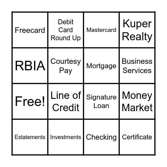 Product & Services! Bingo Card