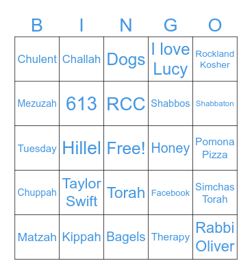 Hillel Bingo Card