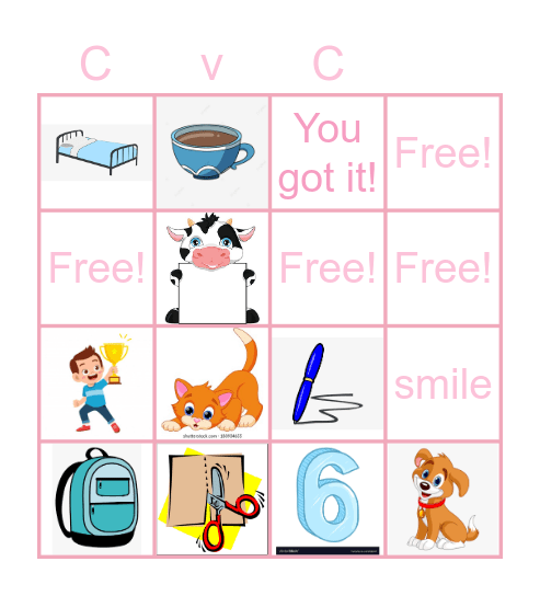 English language Bingo Card