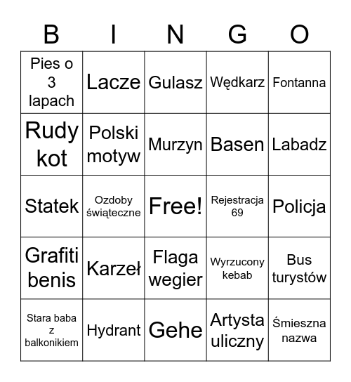 Budingo Bingo Card
