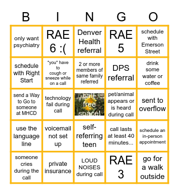 CF ACCESS BINGO Card