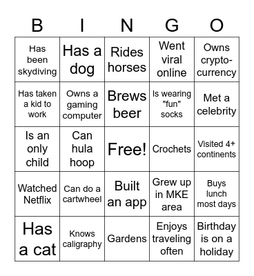 Ice Breaker Bingo Card