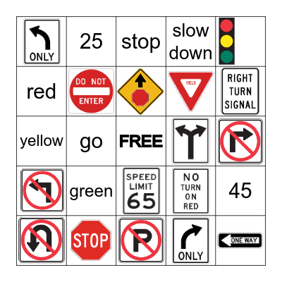 Street Sign Bingo Card