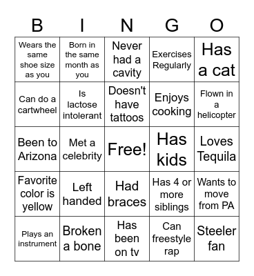 Get To Know YOU Bingo Card