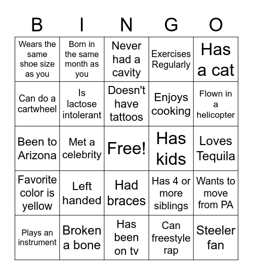 Get To Know YOU Bingo Card