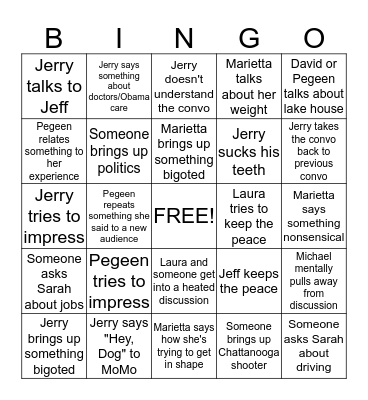David's B-Day Get Together Bingo Card