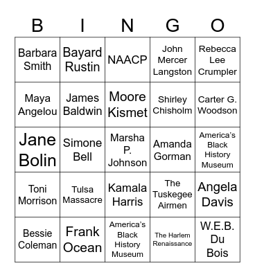 Black History Cafe - BINGO Card