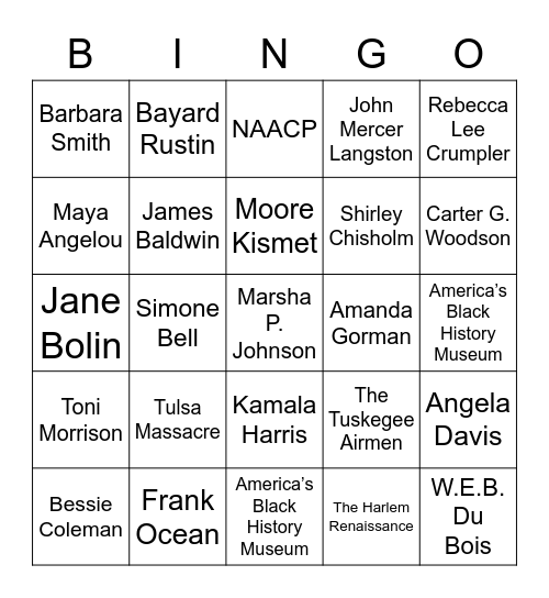 Black History Cafe - BINGO Card