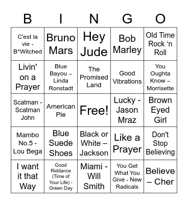 MCCR Musical Bingo! Bingo Card