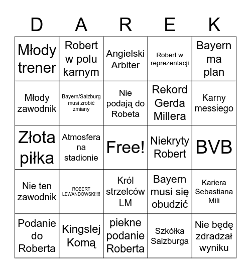 Robercik - Darek feat. Mila Bingo Card