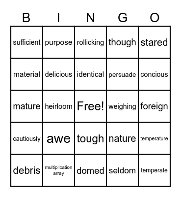 ORF Errors Bingo Card