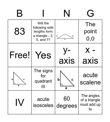 Triangles and Geometry Review Bingo Card