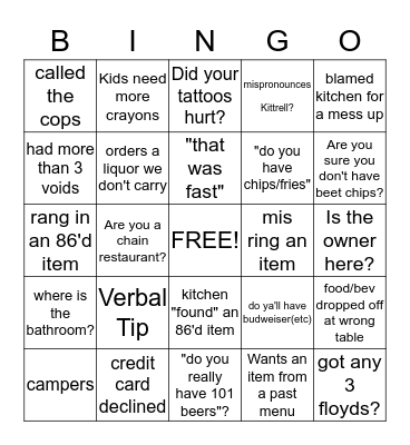 Server Bingo Card