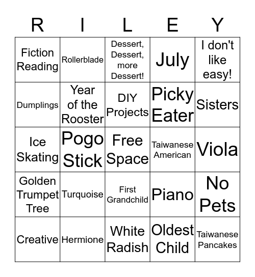 Erin's Bingo Card