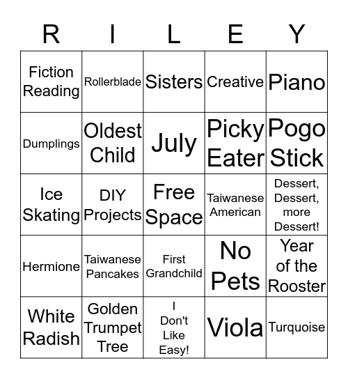 Erin's Bingo Card