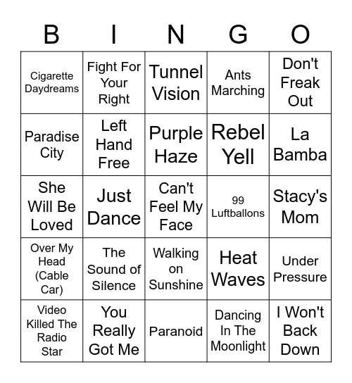 DAT 2022 Music Bingo Card