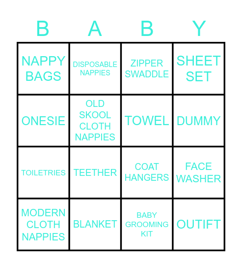 BABY PRESENT BINGO Card