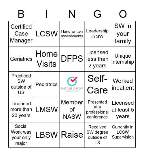 Social Work Month Bingo Card