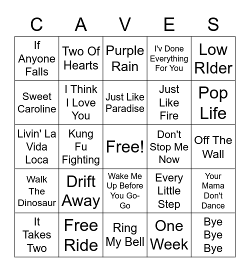 Caves Cover-All Round Bingo Card