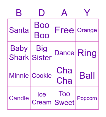 Birthday Bingo Card