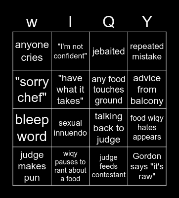 MASTERCHEF BINGO Card