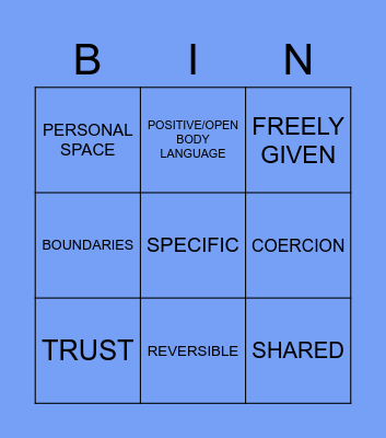 CONSENT BINGO Card