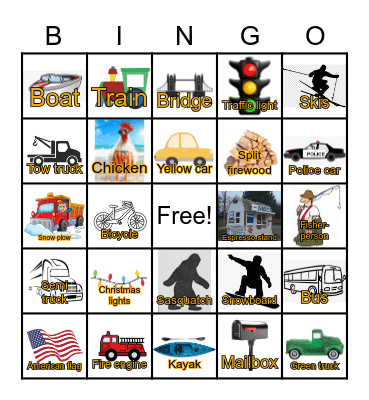 Highway 2 Bingo Card