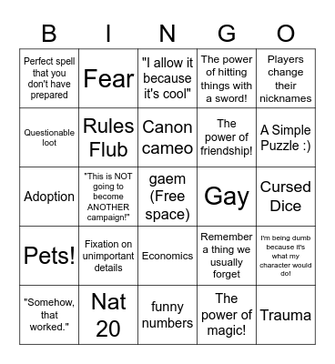 Untitled Bingo Card