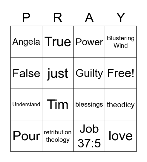 God's Justice - 2/20/2022 Lesson Bingo Card