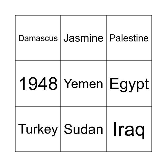 MENA Bingo Card