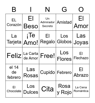 Valentines Bingo! Bingo Card