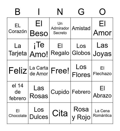 Valentines Bingo! Bingo Card
