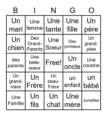 Ma Family Bingo Card