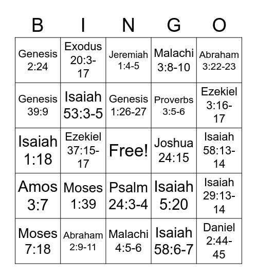 Old Testament DM Bingo Card