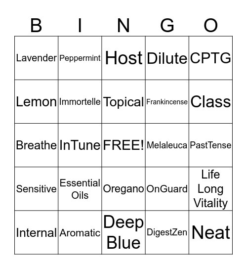 doTERRA Essential Oils Bingo Card