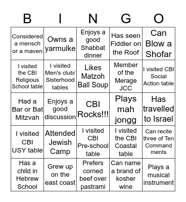 CBI Membership BINGO! Bingo Card