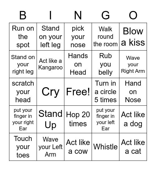 Silly Bingo Card