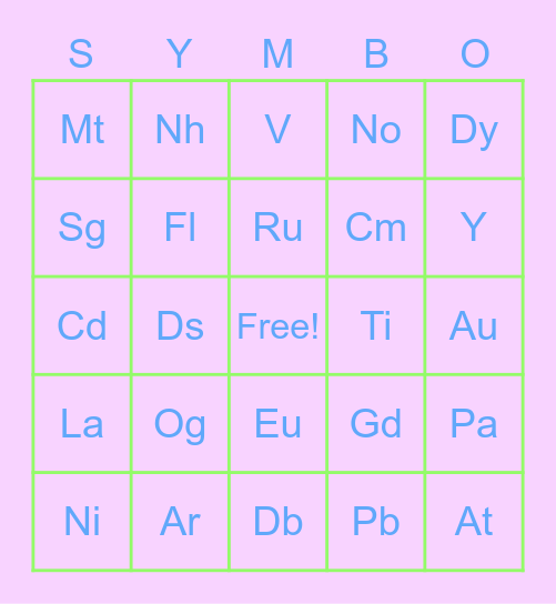 SYMBO Bingo Card