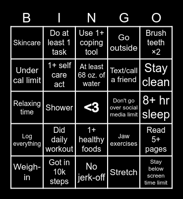 Glow up :] Bingo Card