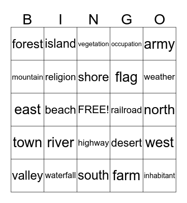 Imaginary Island Bingo Card