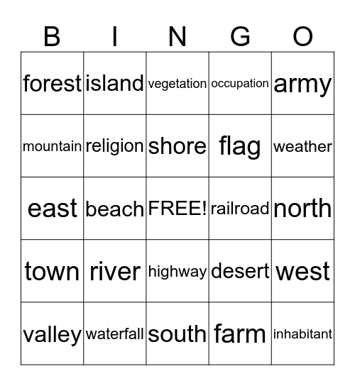 Imaginary Island Bingo Card