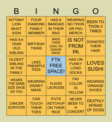 FIND THAT PERSON Bingo Card
